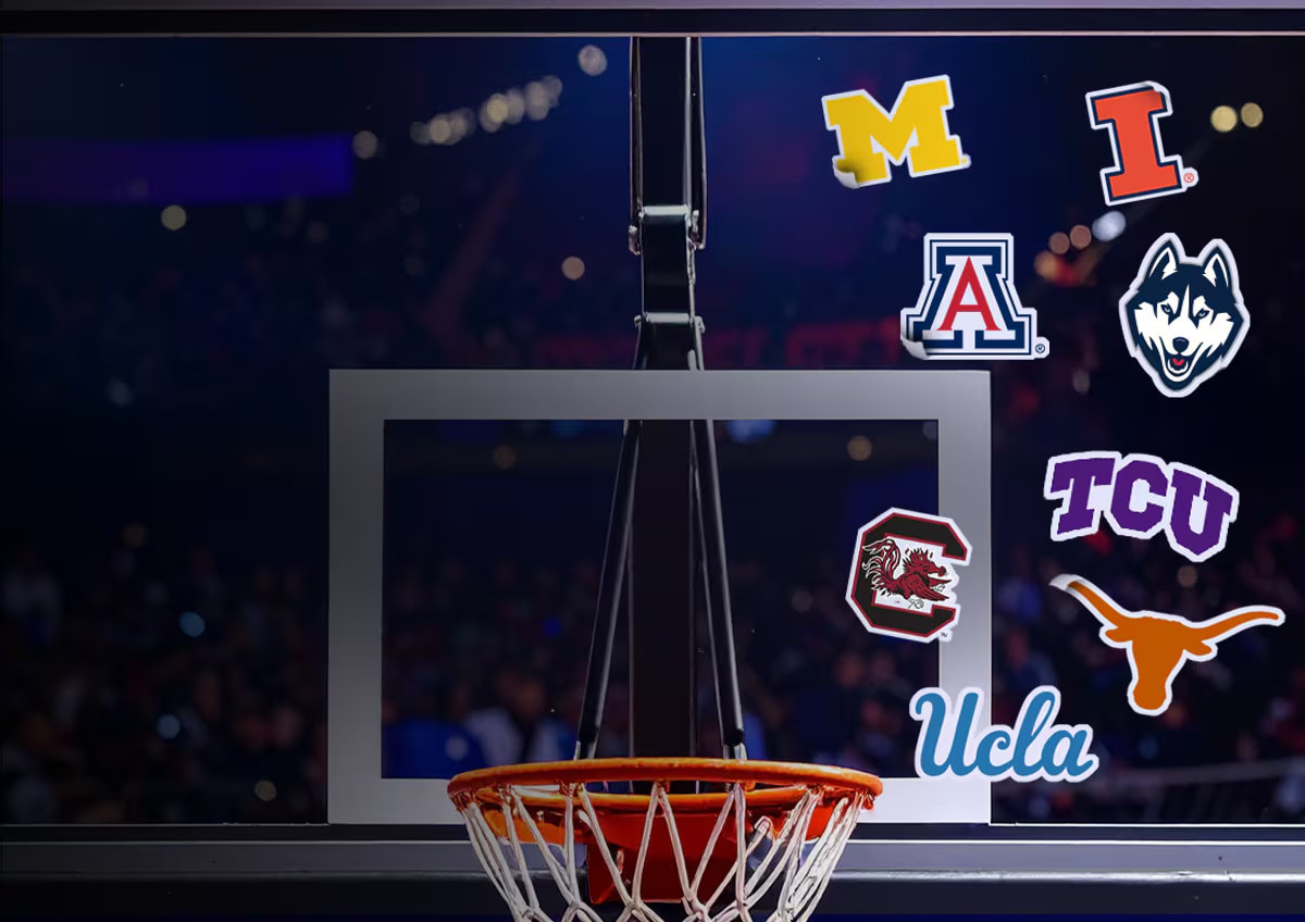 NCAA Team logo on backboard